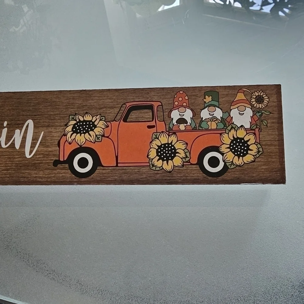 HELLO PUMPKIN FALL HARVEST FARMHOUSE DECOR W/GINGHAM PUMPKIN & MAPLE LEAF LIGHTS
